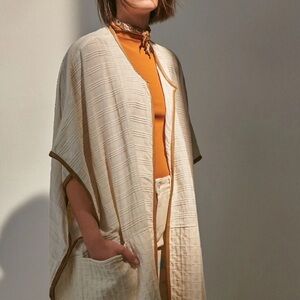 NWT Anthropologie Andersen & Lauth Toben Textured Kimono Cream One Size